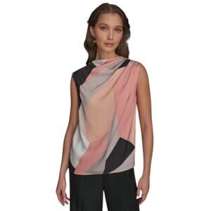 Donna Karan New York Women's Sleeveless Printed Top in Spring Melon Multi